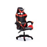 Ergonomischer Bürostuhl, Gaming-Stuhl mit  Lendenkissen, Kopfkissen, Armlehnenschwarz mit Rot, verstellbar