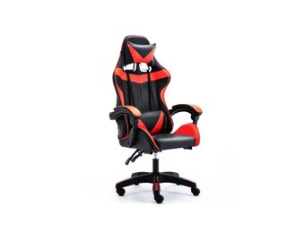 Ergonomischer Bürostuhl, Gaming-Stuhl mit  Lendenkissen, Kopfkissen, Armlehnenschwarz mit Rot, verstellbar