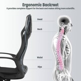 Ergonomischer Bürostuhl, Gaming-Stuhl mit  Lendenkissen, Kopfkissen, Armlehnenschwarz mit Rot, verstellbar