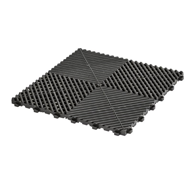 TM Garagenboden, Detailing-Fliese, Offene Klickfliese hart Schwarz 400x400x18mm