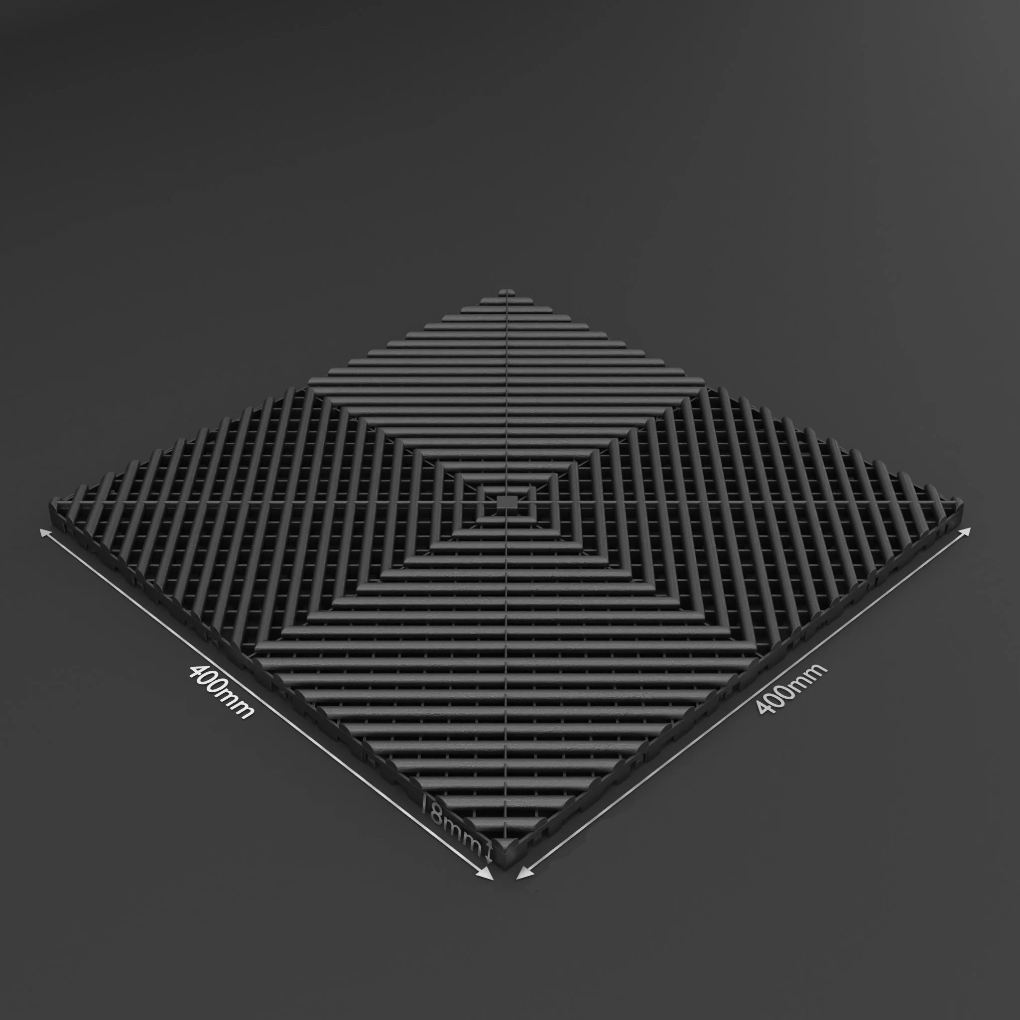 TM Garagenboden, Detailing-Fliese, Offene Klickfliese hart Schwarz 400x400x18mm