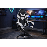 TM Ergonomischer Bürostuhl, Gaming-Stuhl, Schwarz/Weiß, verstellbar