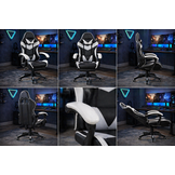 TM Ergonomischer Bürostuhl, Gaming-Stuhl, Schwarz/Weiß, verstellbar