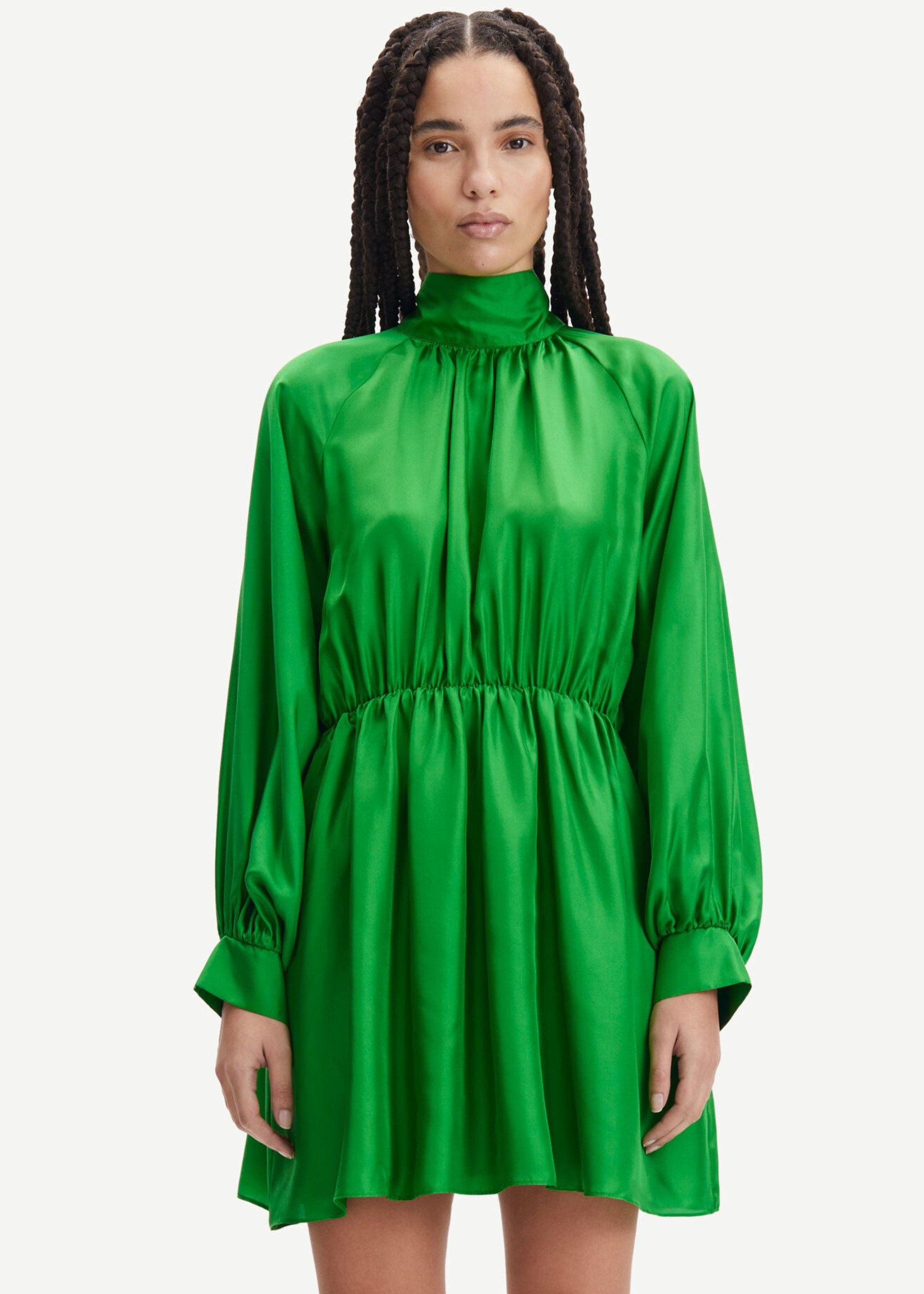 Samsøe Samsøe Ebbali Silk Dress, Fern Green