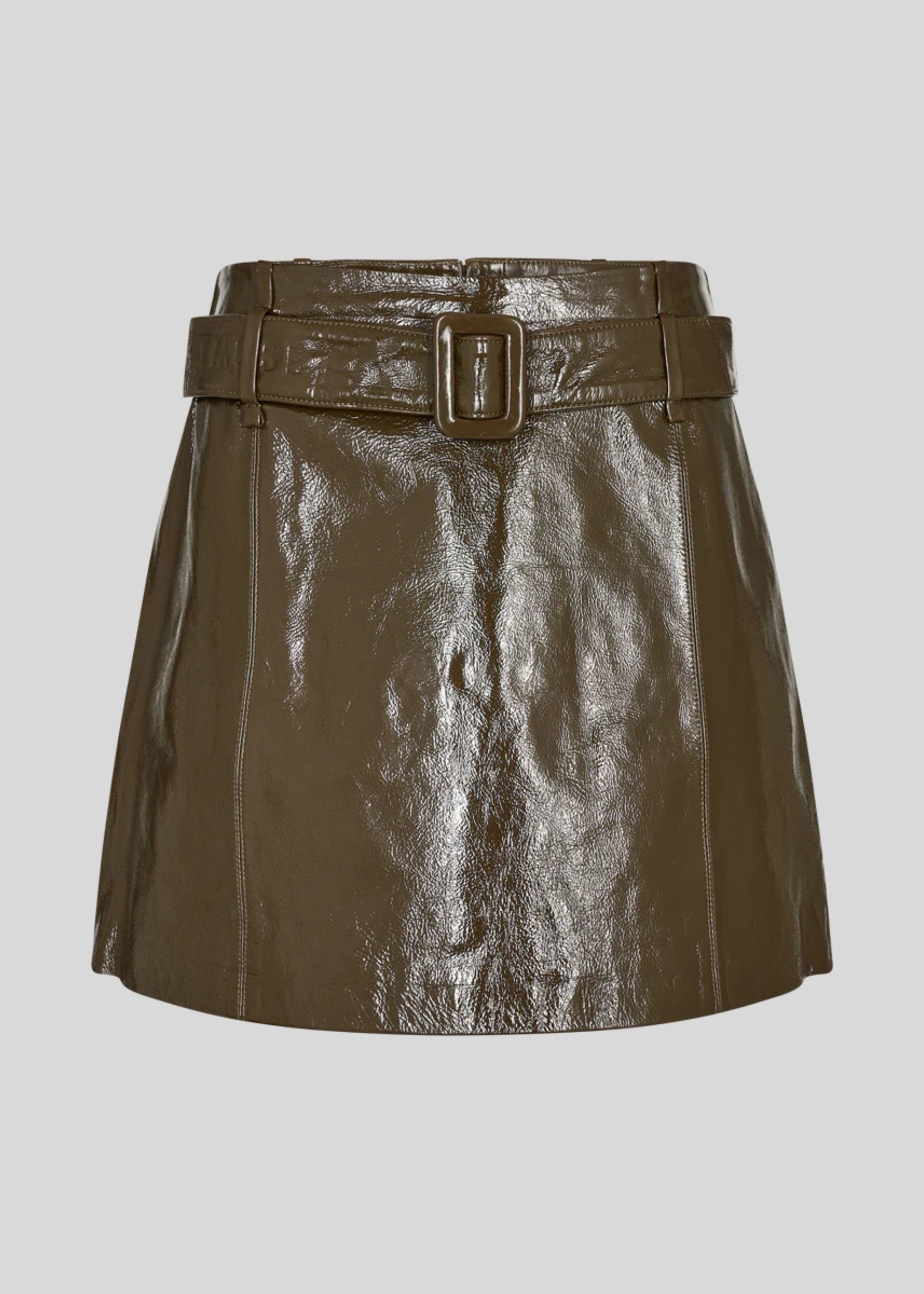 Copenhagen Muse Leather Lack Skirt, Military Olive