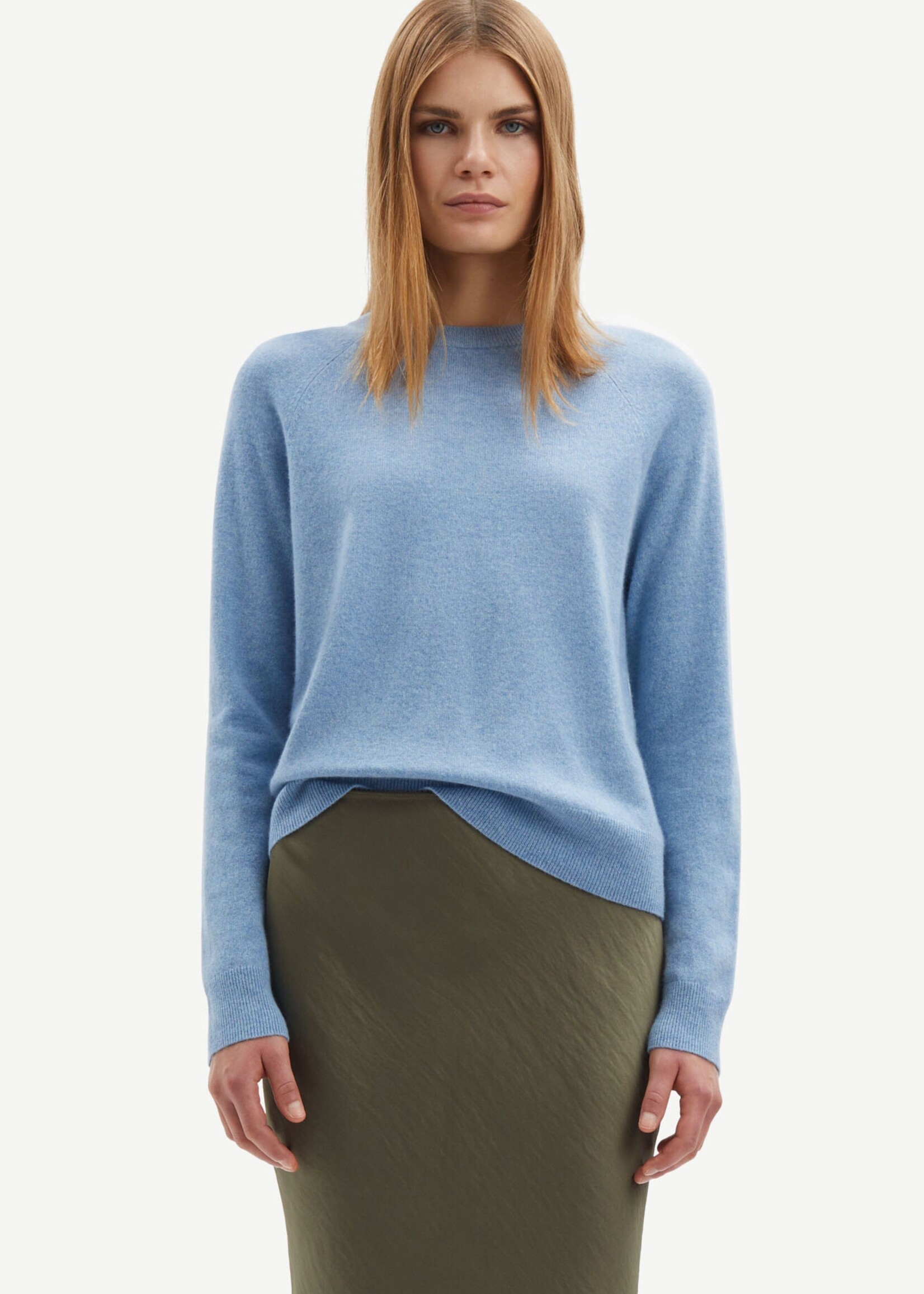 Samsøe Samsøe Boston Cashmere O-Neck, Blue Heron