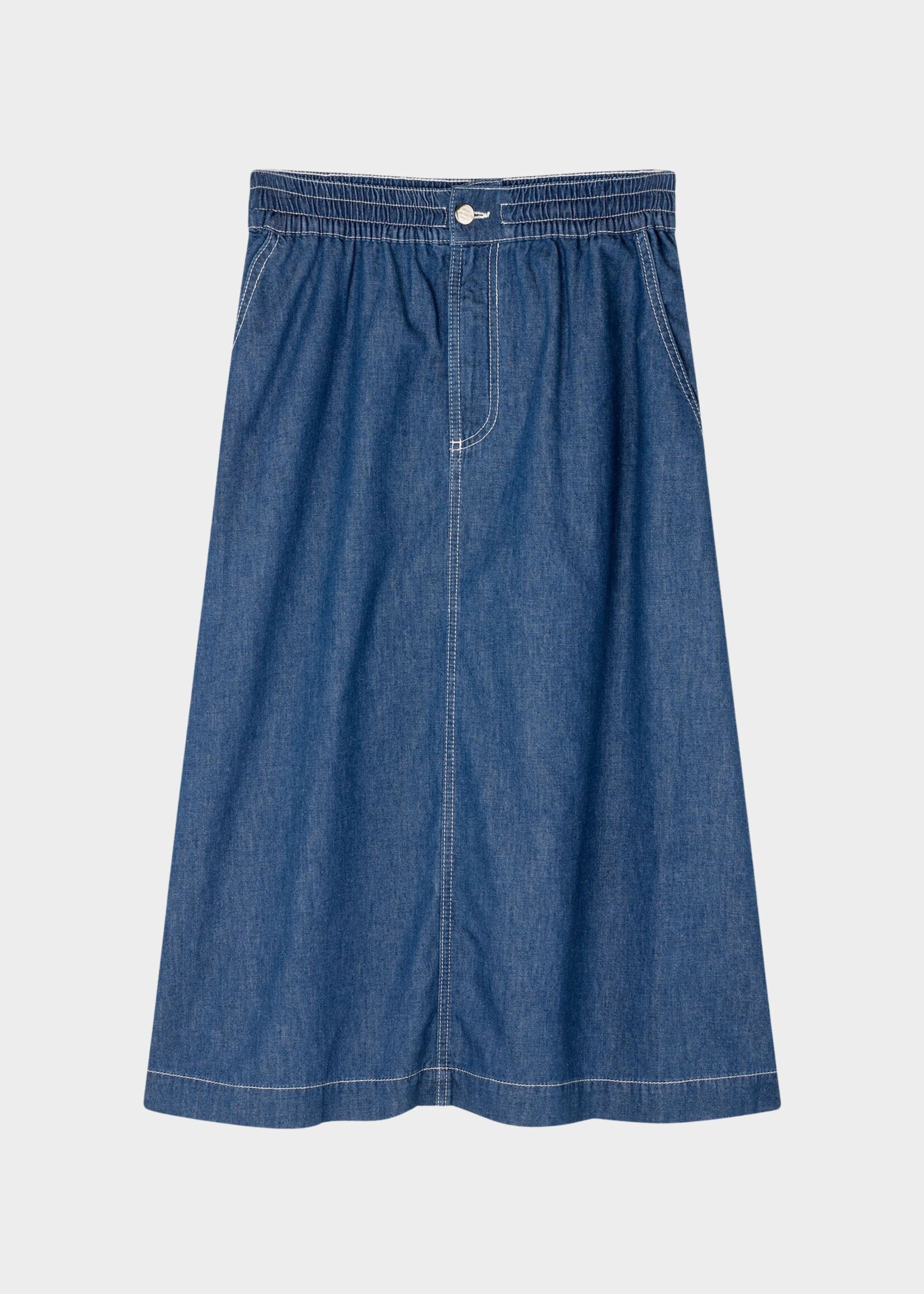 Mads Nørgaard Air Denim Luni Skirt, Mid Blue Denim