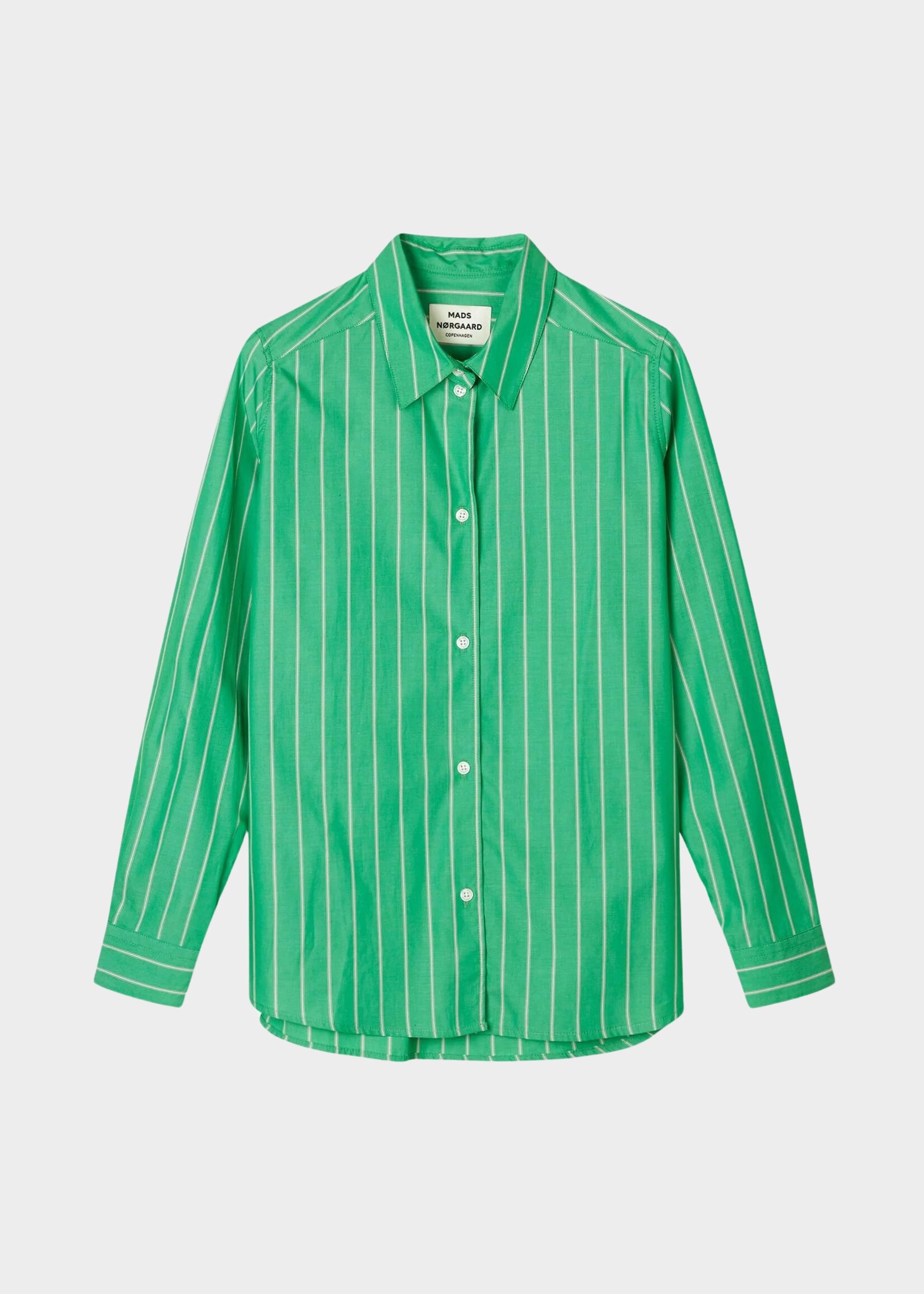 Mads Nørgaard Yarpo Crane Shirt, Stripe / Bright Green