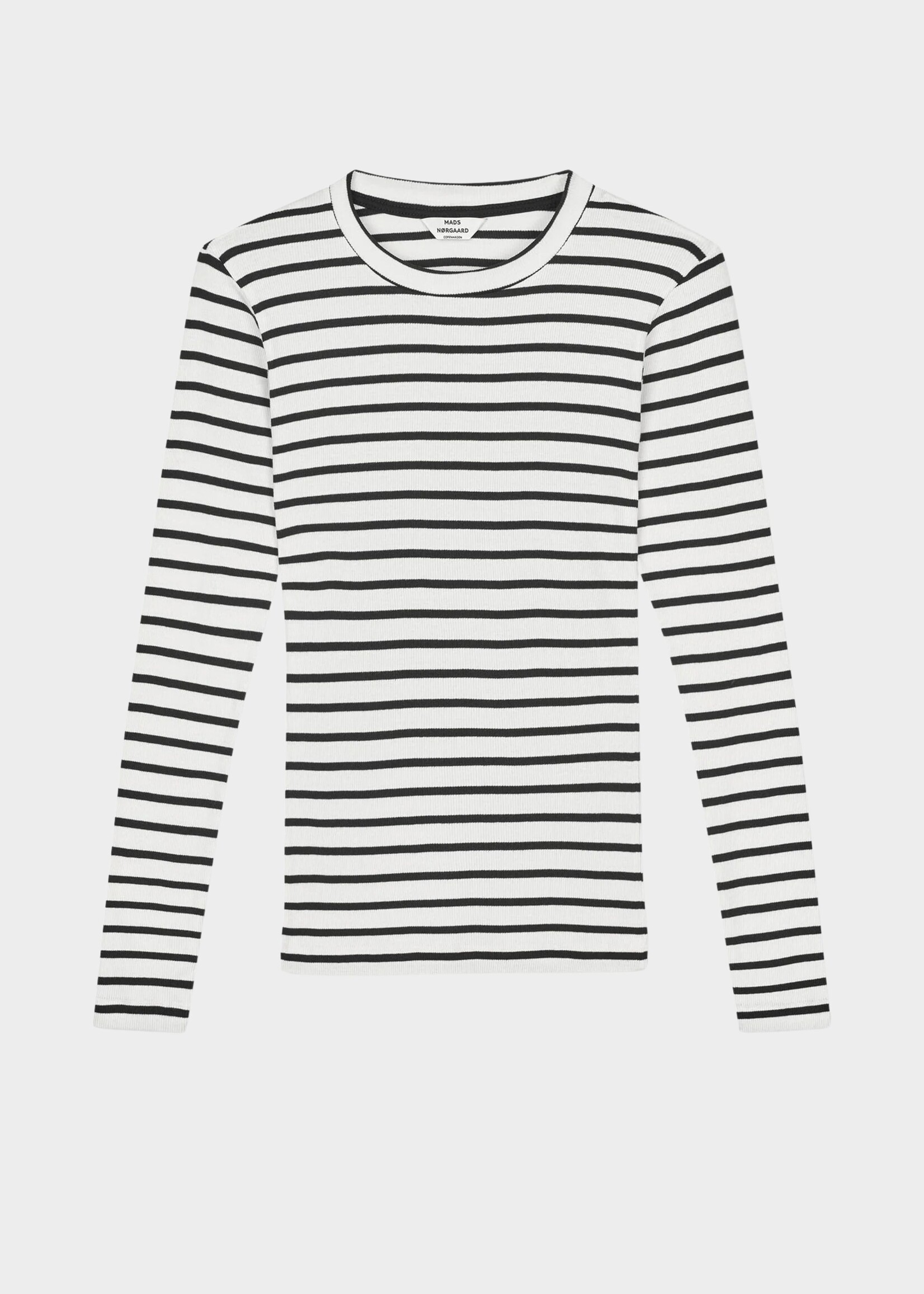 Mads Nørgaard Cotton Stripe Tuba Tee LS,  Vanilla Ice/Black