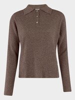 Six Ames Patti Merino Polo, Brown Melange