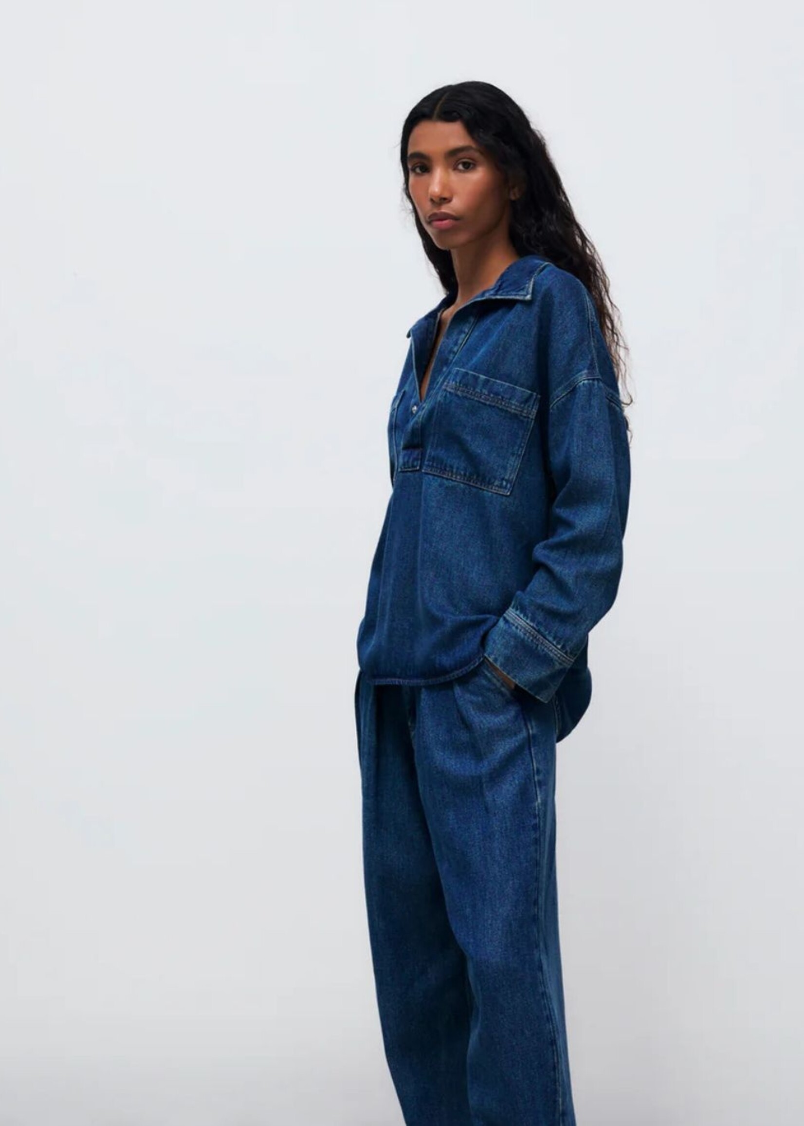 The New Society Tencel Denim Shirt, Denim Blue