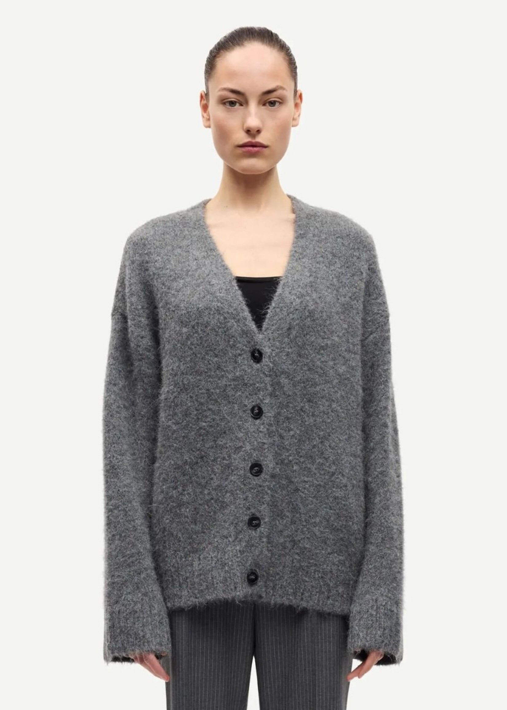 Samsøe Samsøe Sajeanne Long Cardigan, Iron Gate