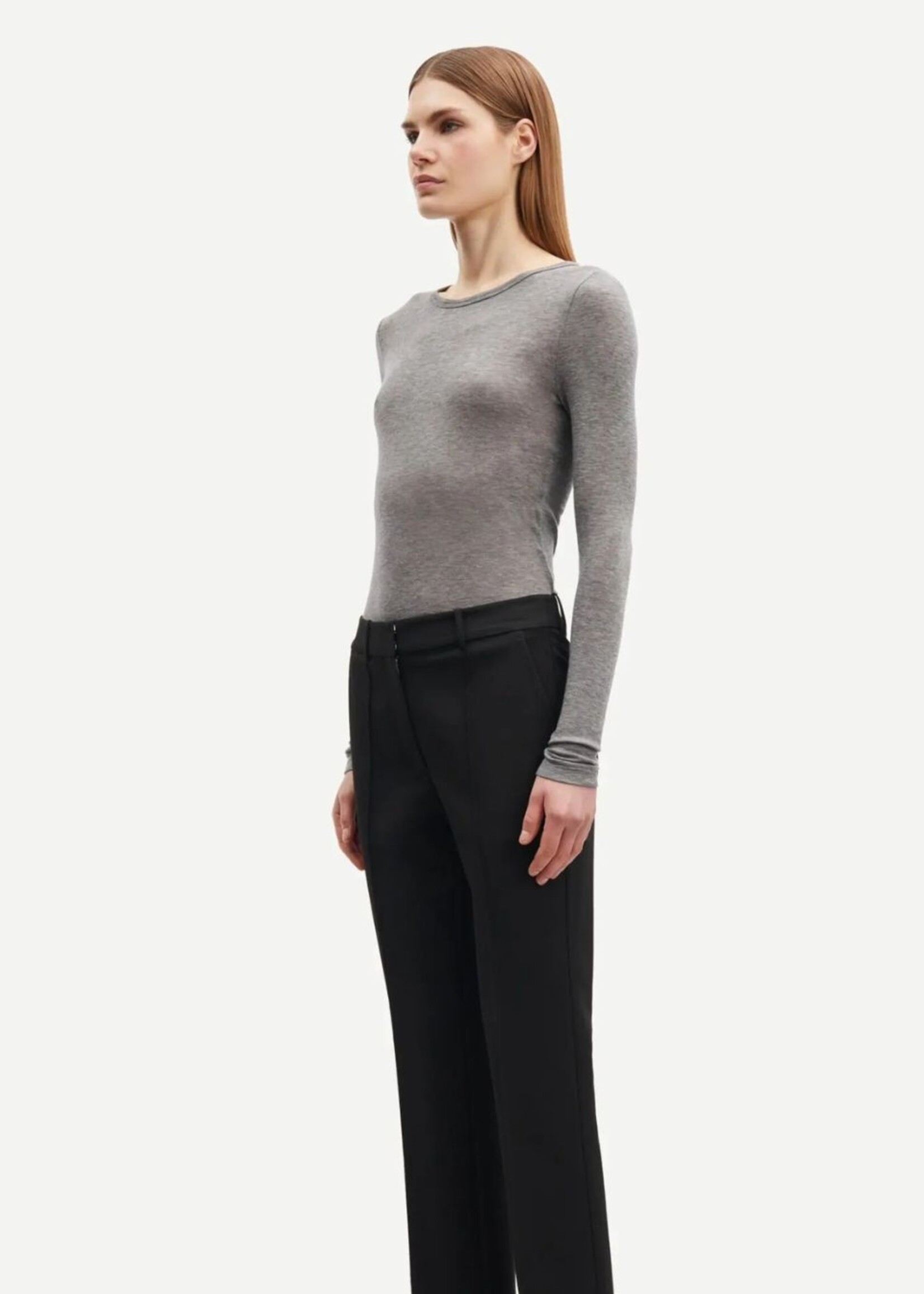 Samsøe Samsøe Sadou T-Shirts LS, Grey Melange