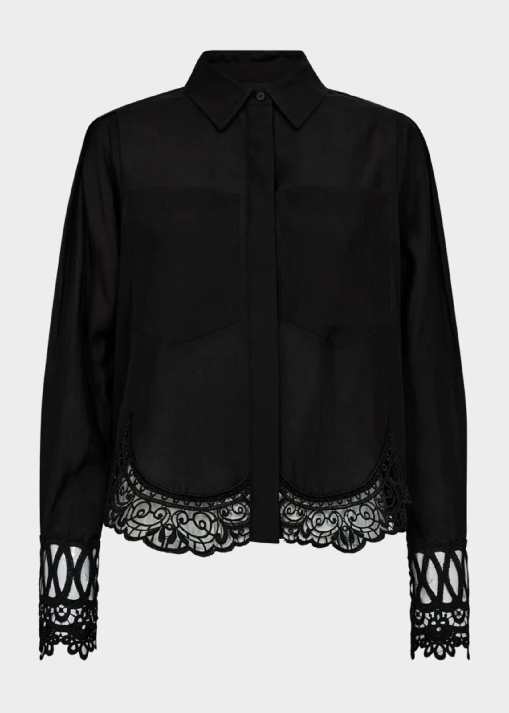Copenhagen Muse Molly Shirt W/ Lace FW, Black