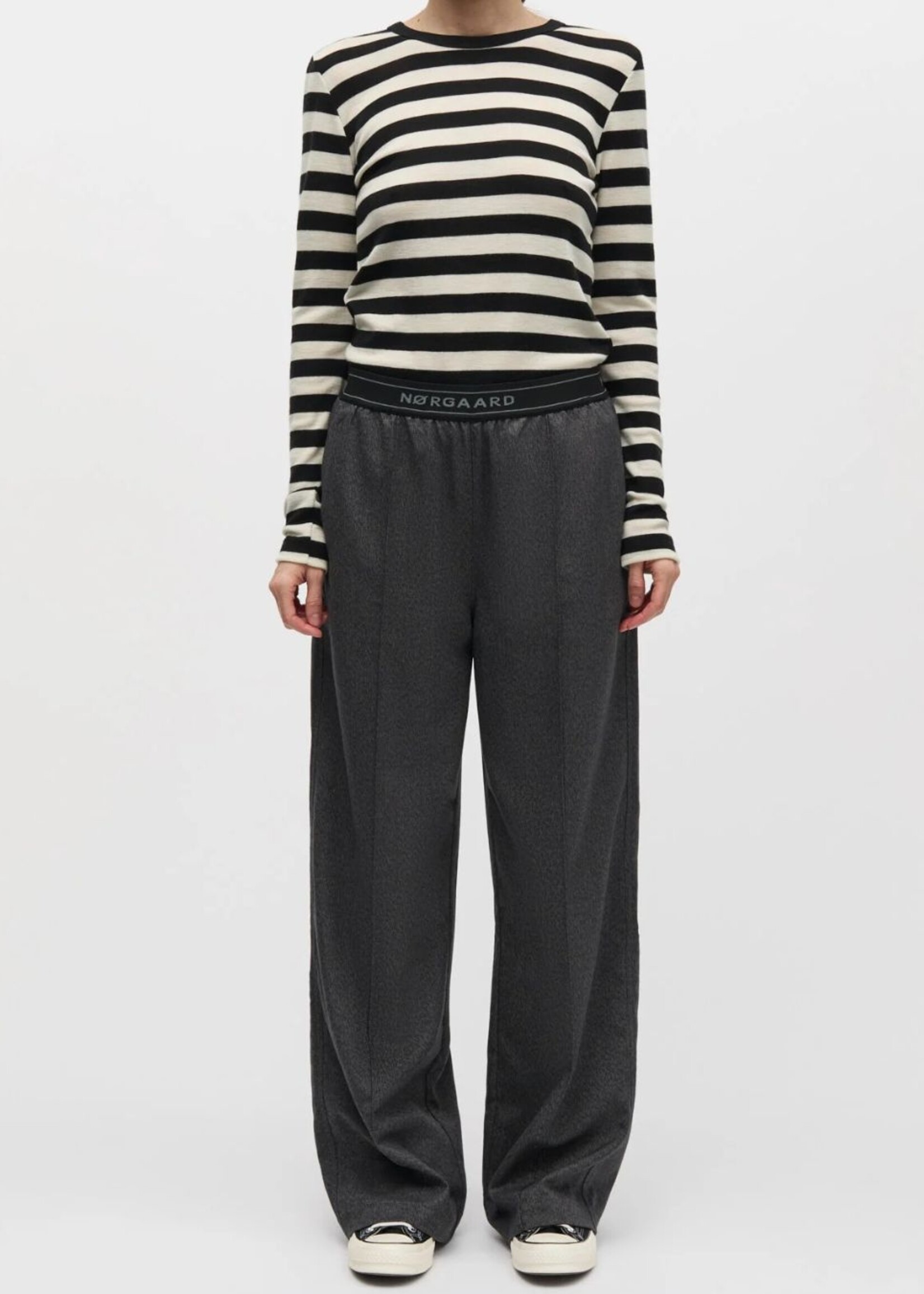 Mads Nørgaard Fine Wool Sharon Knit, Black / Vanilla Ice