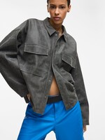 The Rouge Edit Roubrooklin L/S Leather Overshirt, Meteorite