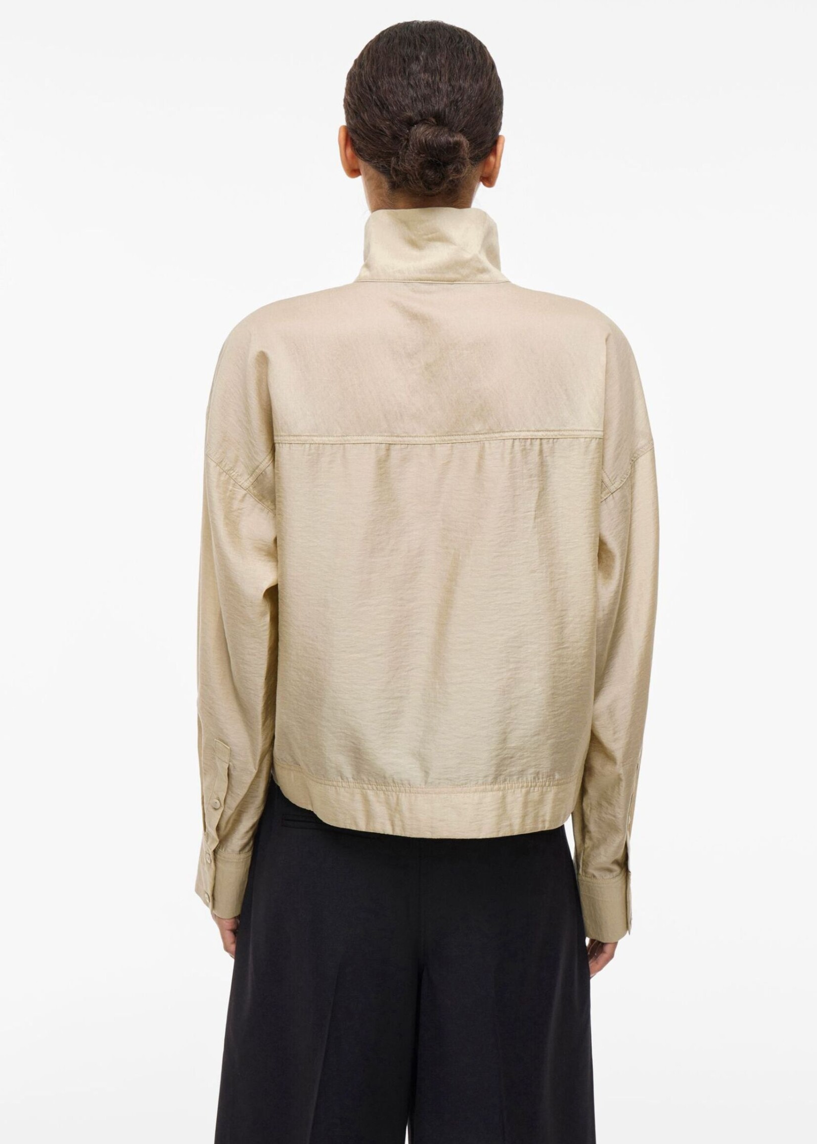 The Rouge Edit Roustina L/S High Neck Shirt, Feather Gray