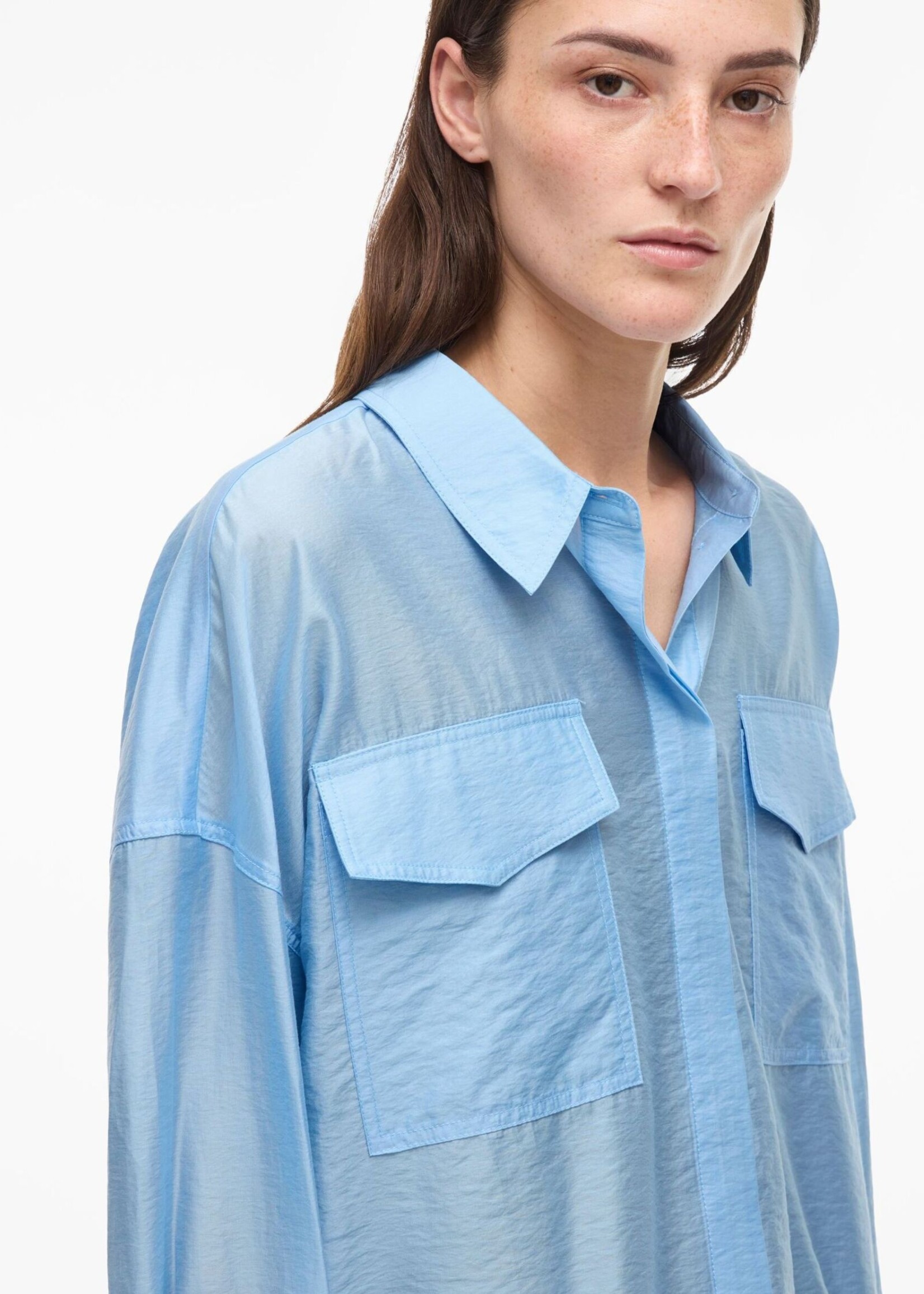 The Rouge Edit Roualinine L/S Overshirt Shirt, Clear Sky
