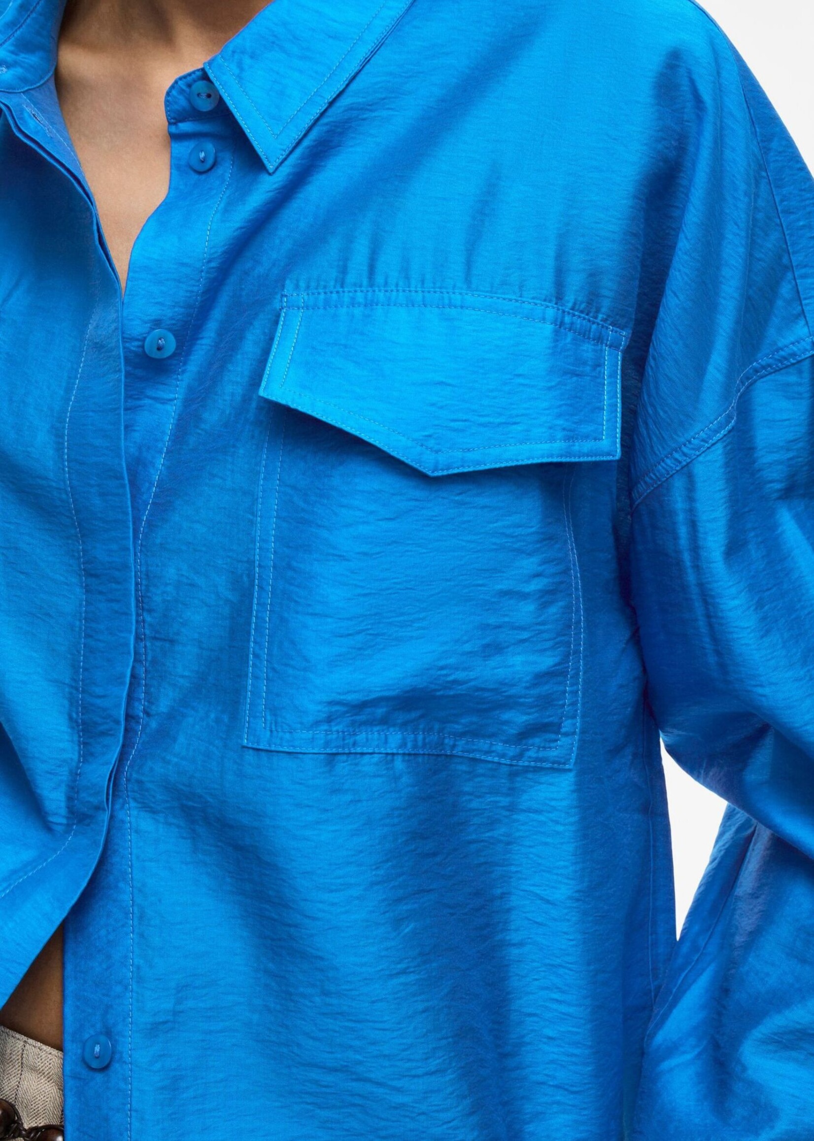 The Rouge Edit Roualinine L/S Overshirt Shirt, Blue