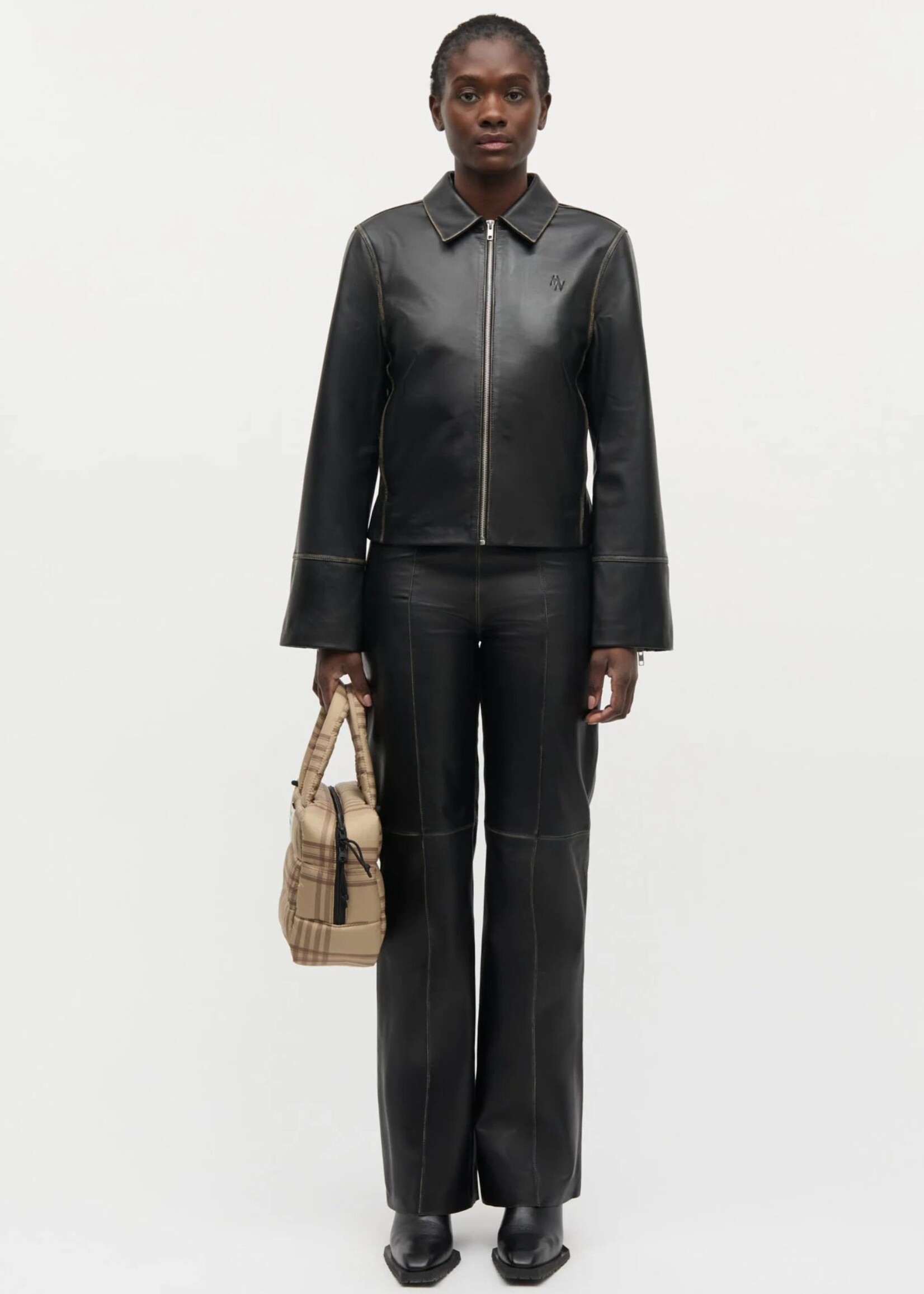 Mads Nørgaard Smooth Leather Rachel Jacket, Black