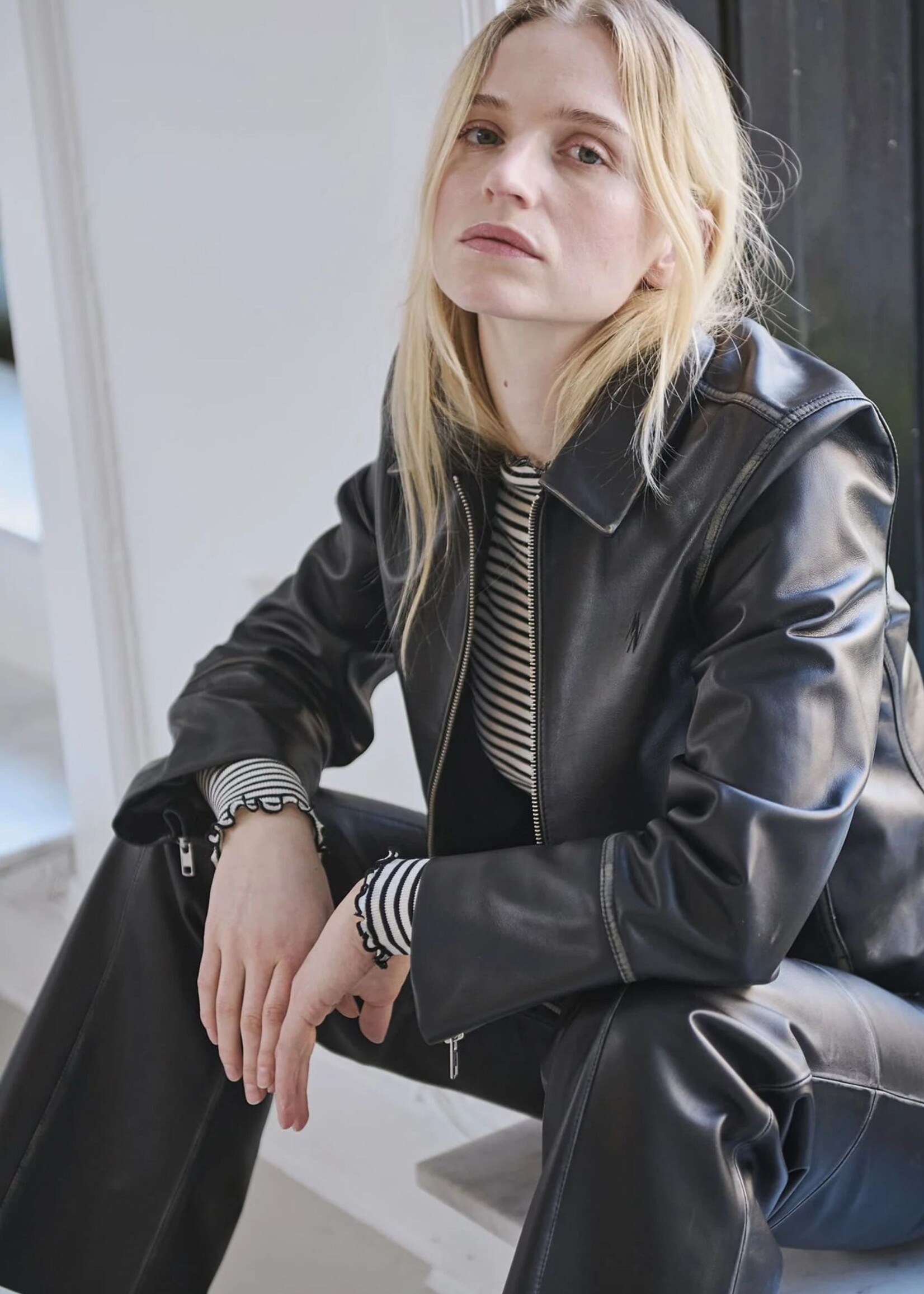 Mads Nørgaard Smooth Leather Rachel Jacket, Black