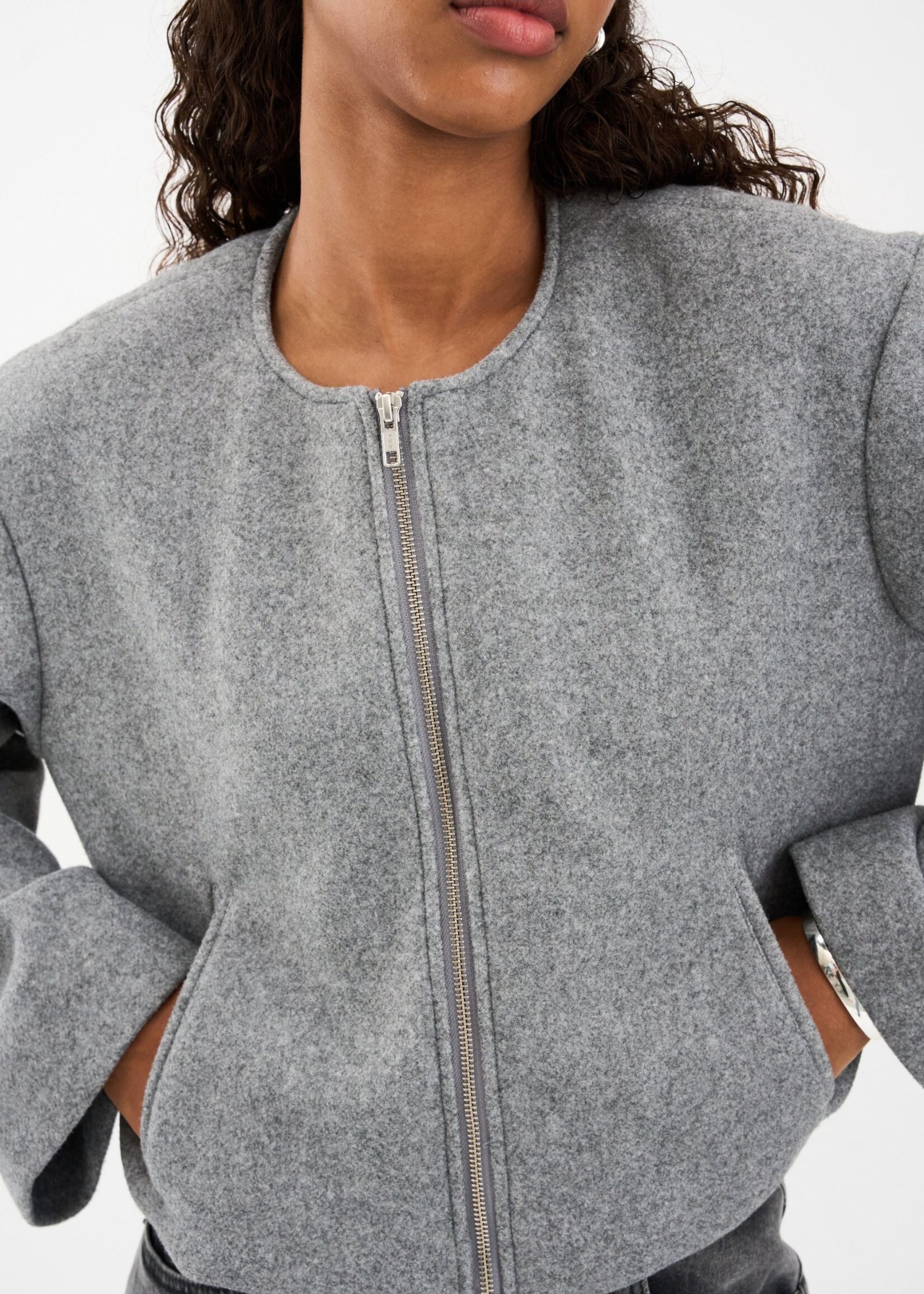 Ivy Copenhagen Adaleide Bomber Jacket, Grey Melange