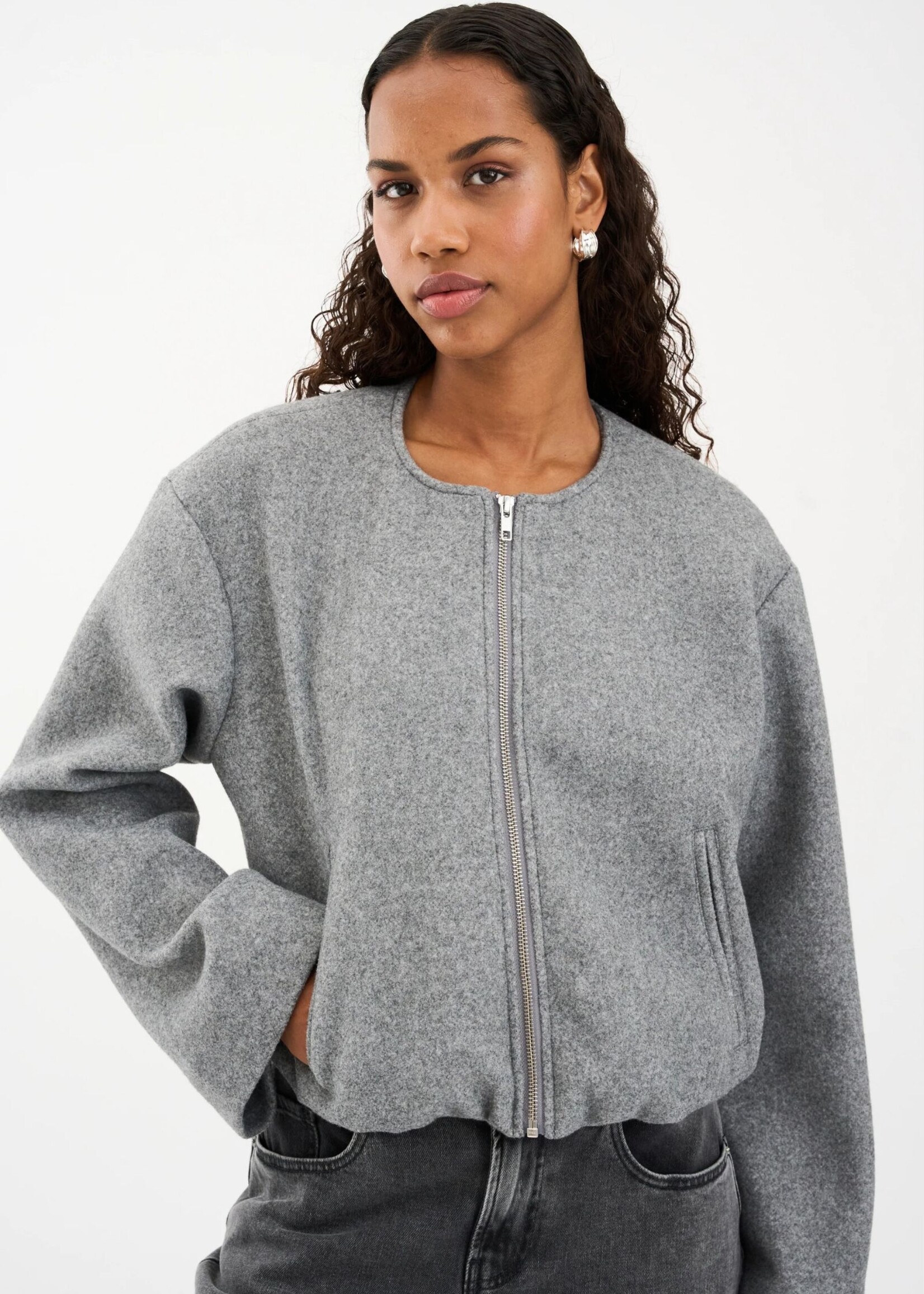 Ivy Copenhagen Adaleide Bomber Jacket, Grey Melange