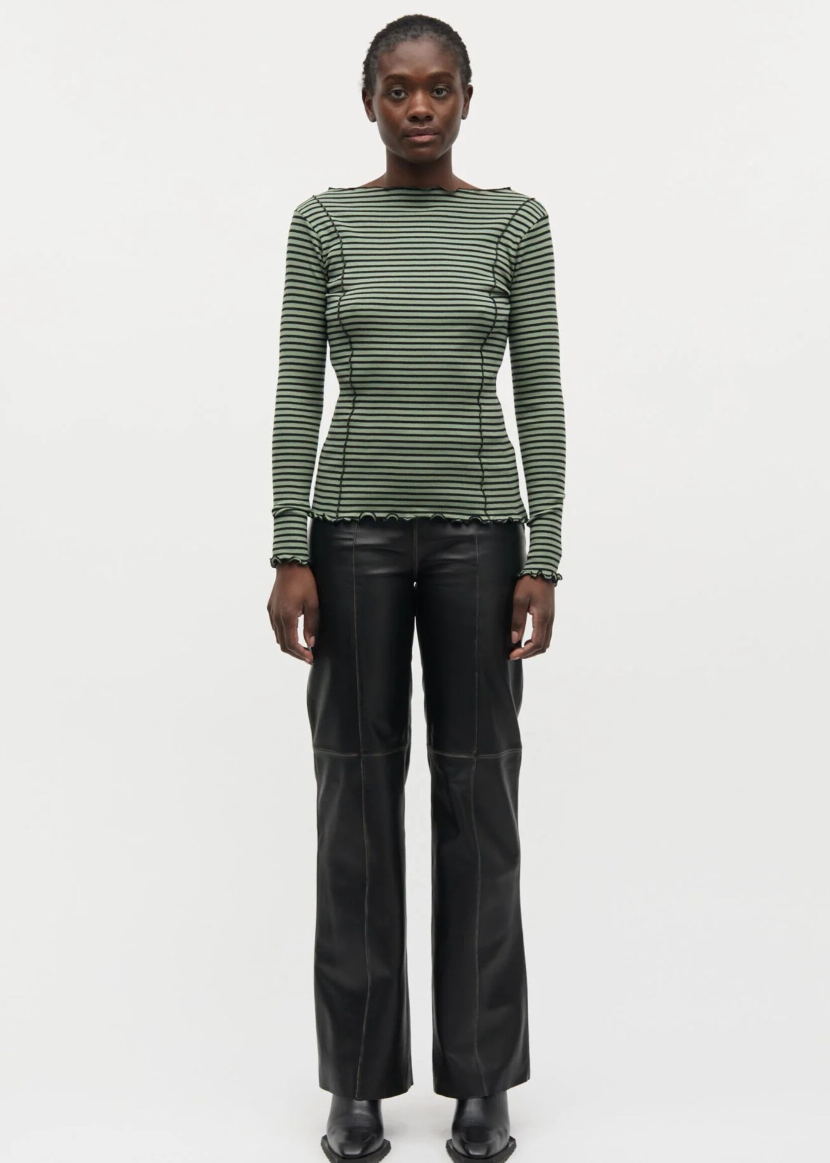 Mads Nørgaard Cotton Stripe Siri Top, Sea Spray