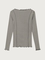 Mads Nørgaard Cotton Stripe Siri Top, Vanilla / Black