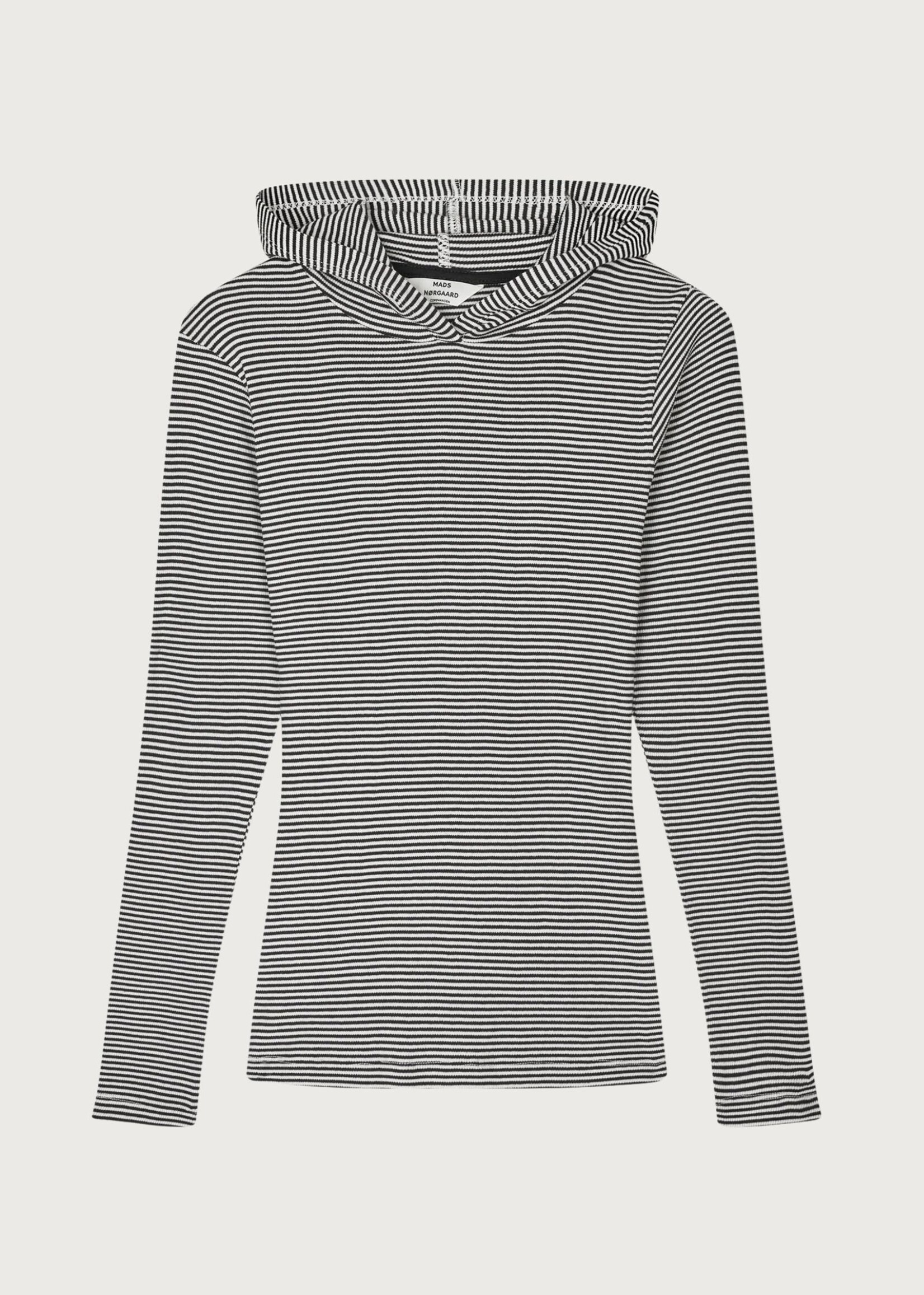 Mads Nørgaard Cotton Stripe Tilla Hood,  Black / Vanilla Ice