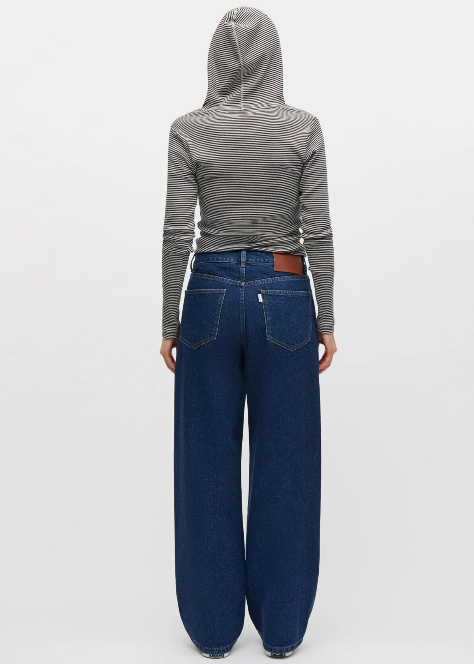 Mads Nørgaard Cotton Stripe Tilla Hood,  Black / Vanilla Ice