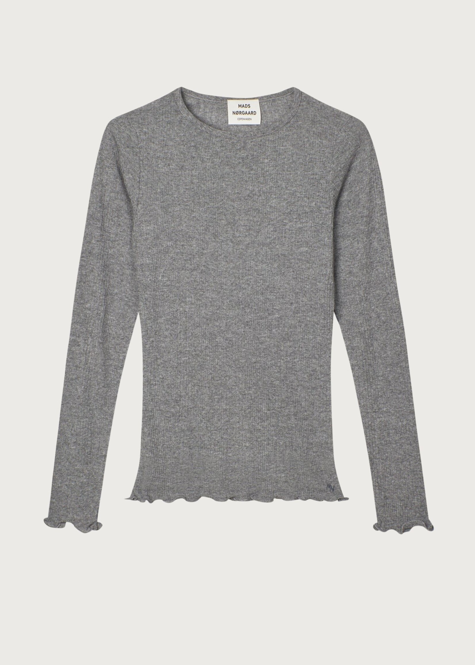 Mads Nørgaard Point Wool Poline LS Tee, Grey Melange