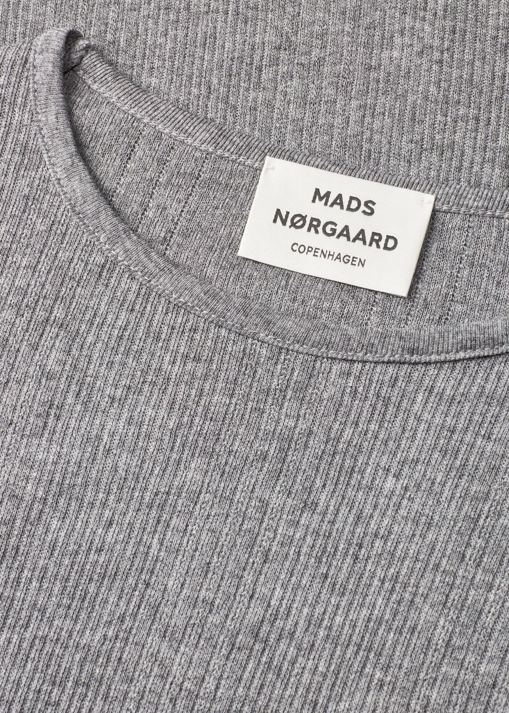 Mads Nørgaard Point Wool Poline LS Tee, Grey Melange