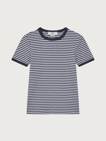 Mads Nørgaard Grace Jersey Stripe June Tee, Sky / White