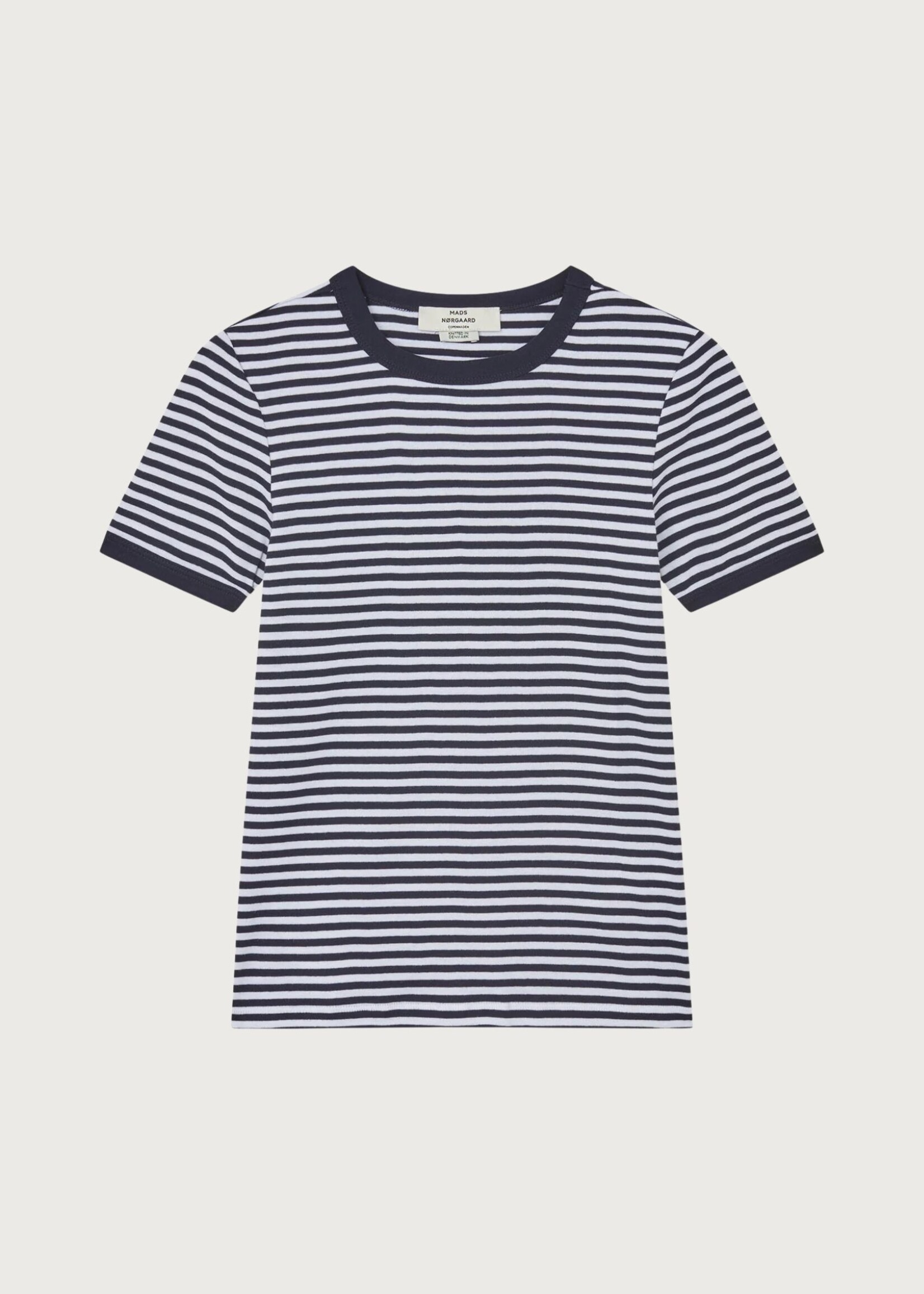 Mads Nørgaard Grace Jersey Stripe June Tee, Sky / White