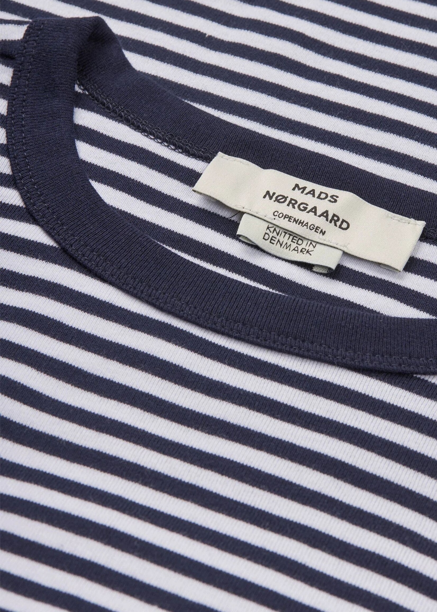 Mads Nørgaard Grace Jersey Stripe June Tee, Sky / White