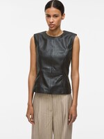 The Rouge Edit Roulini Leather Top, Meteorite