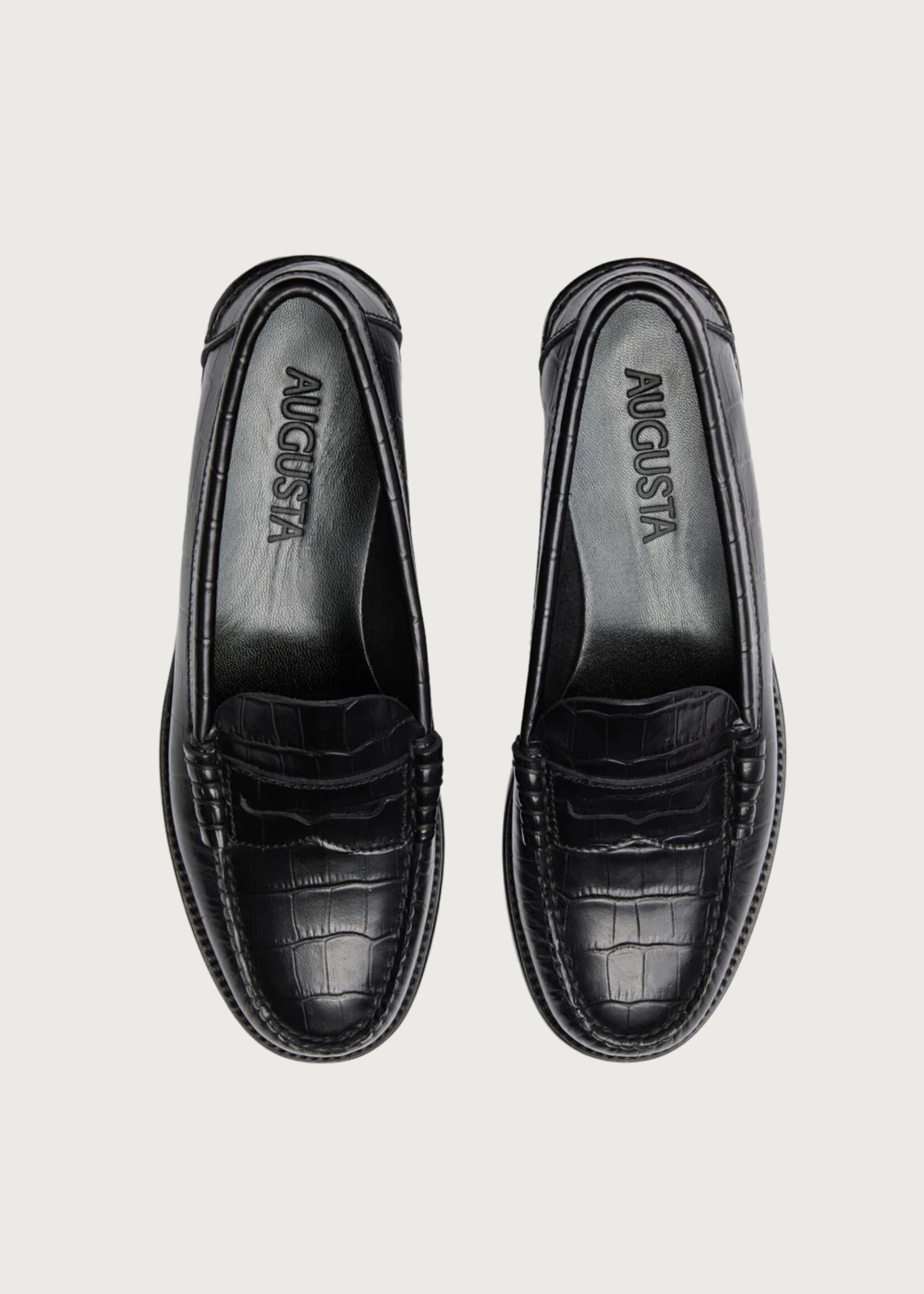 Augusta Zoe Loafers Croc Effect, Black