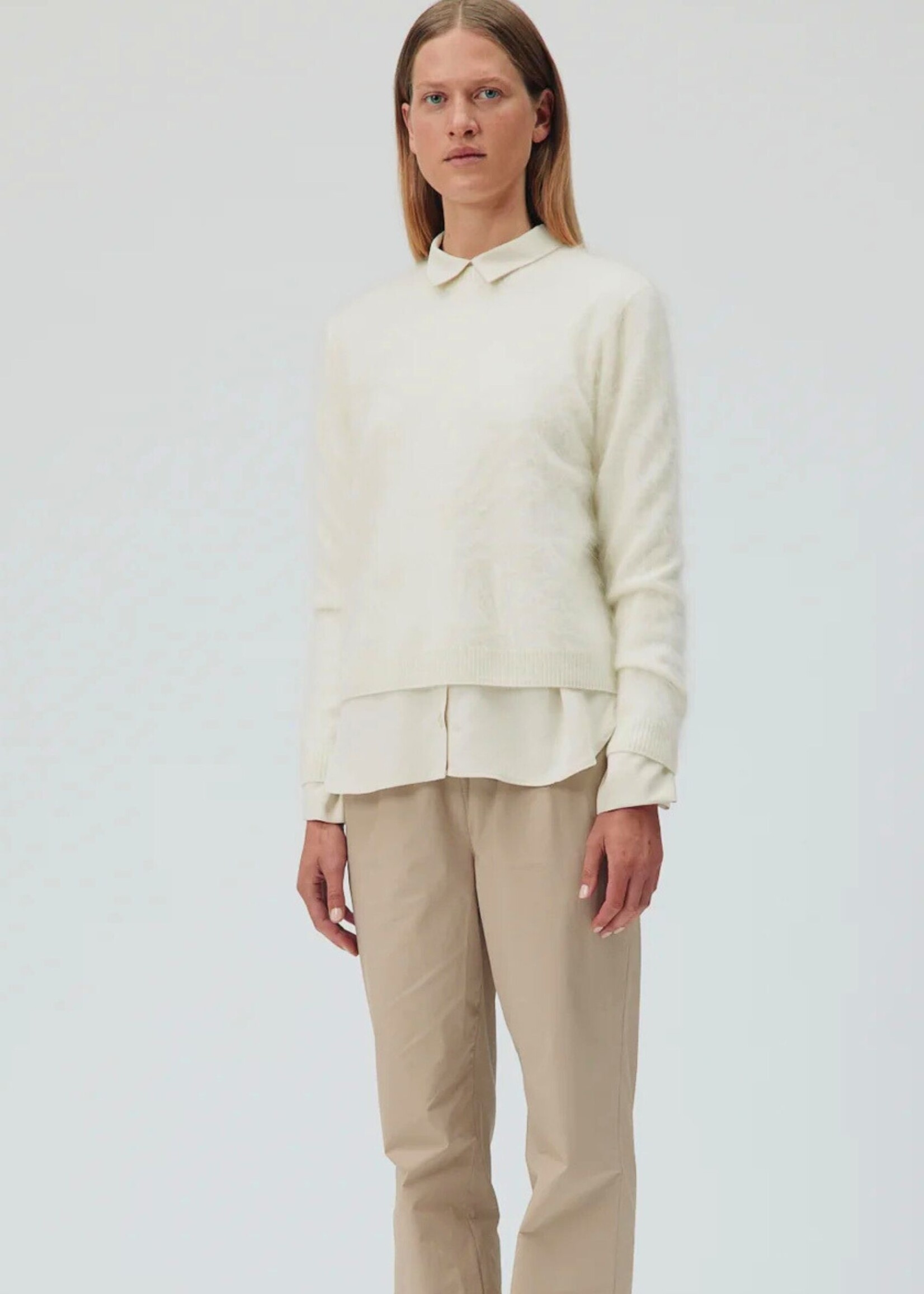 Six Ames Elisa Brushed Cashmere Knit, White