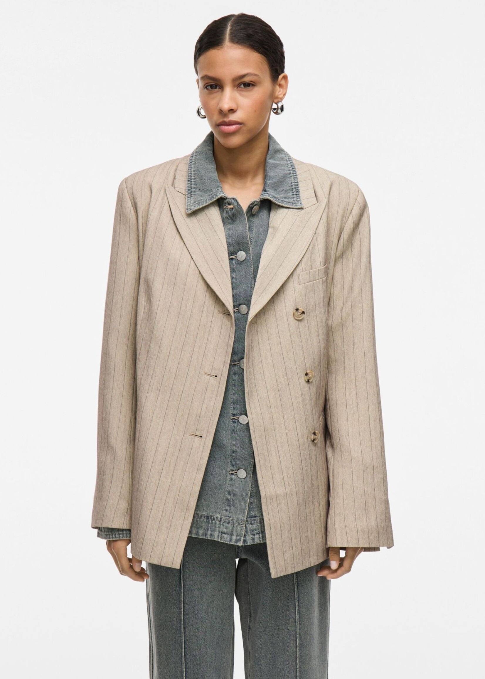 The Rouge Edit Rousaga Blazer, Feather Gray Melange