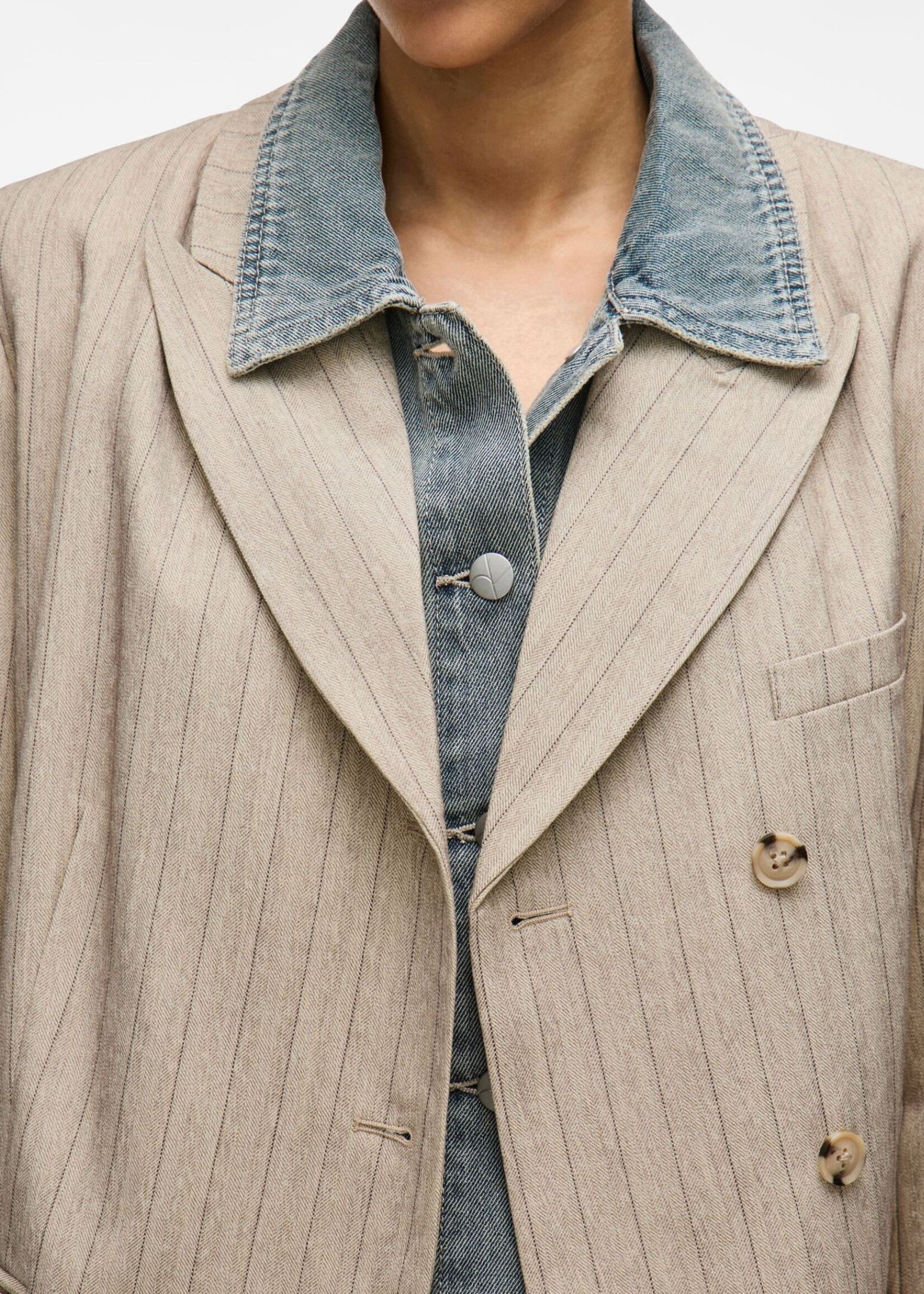The Rouge Edit Rousaga Blazer, Feather Gray Melange