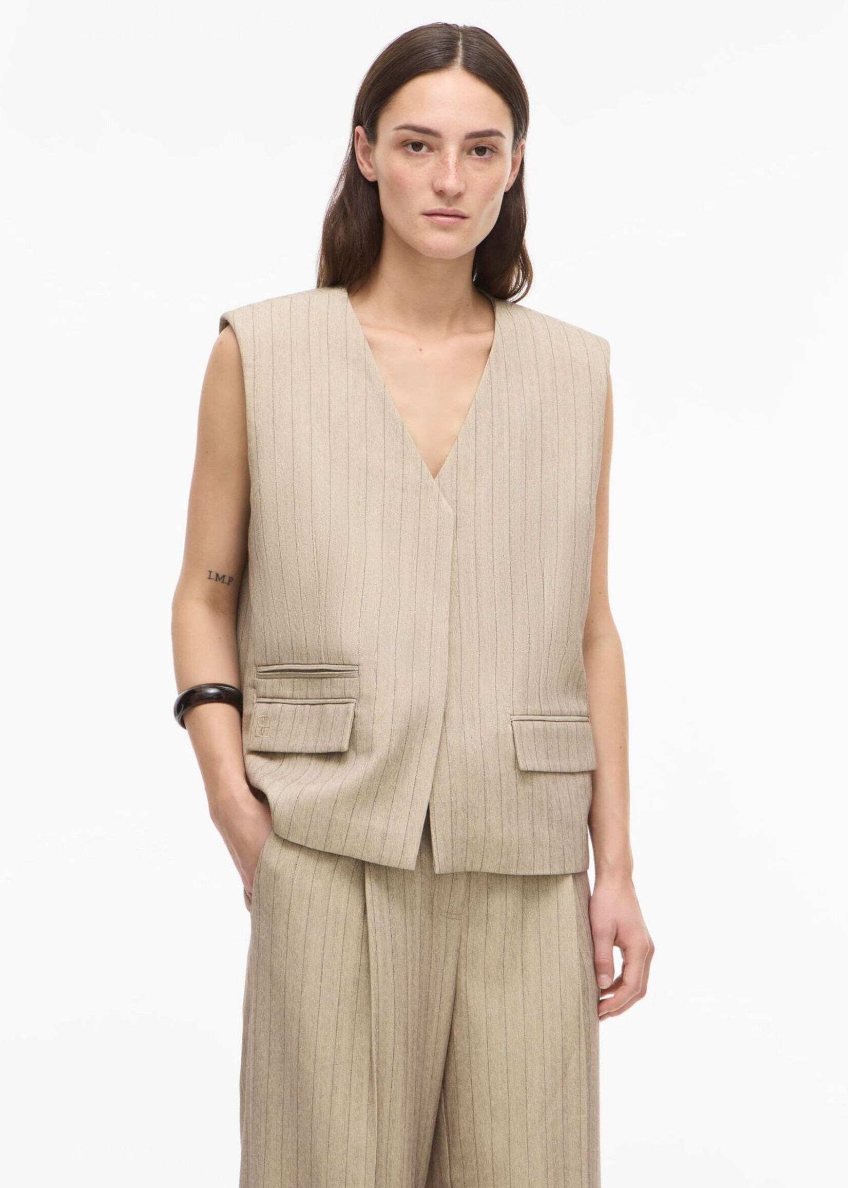 The Rouge Edit Rousaga Oversized Waistcoat, Feather Gray Melange