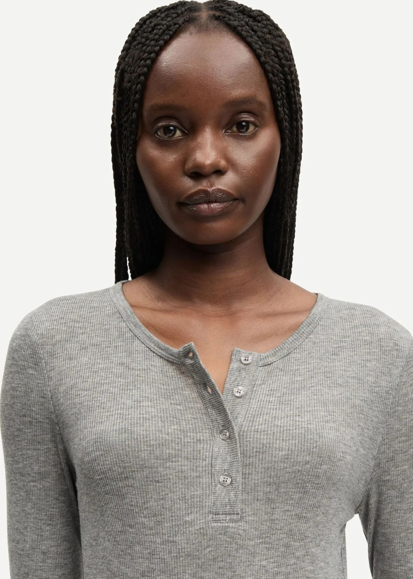 Samsøe Samsøe Sadodo LS Top, Mid Grey Melange