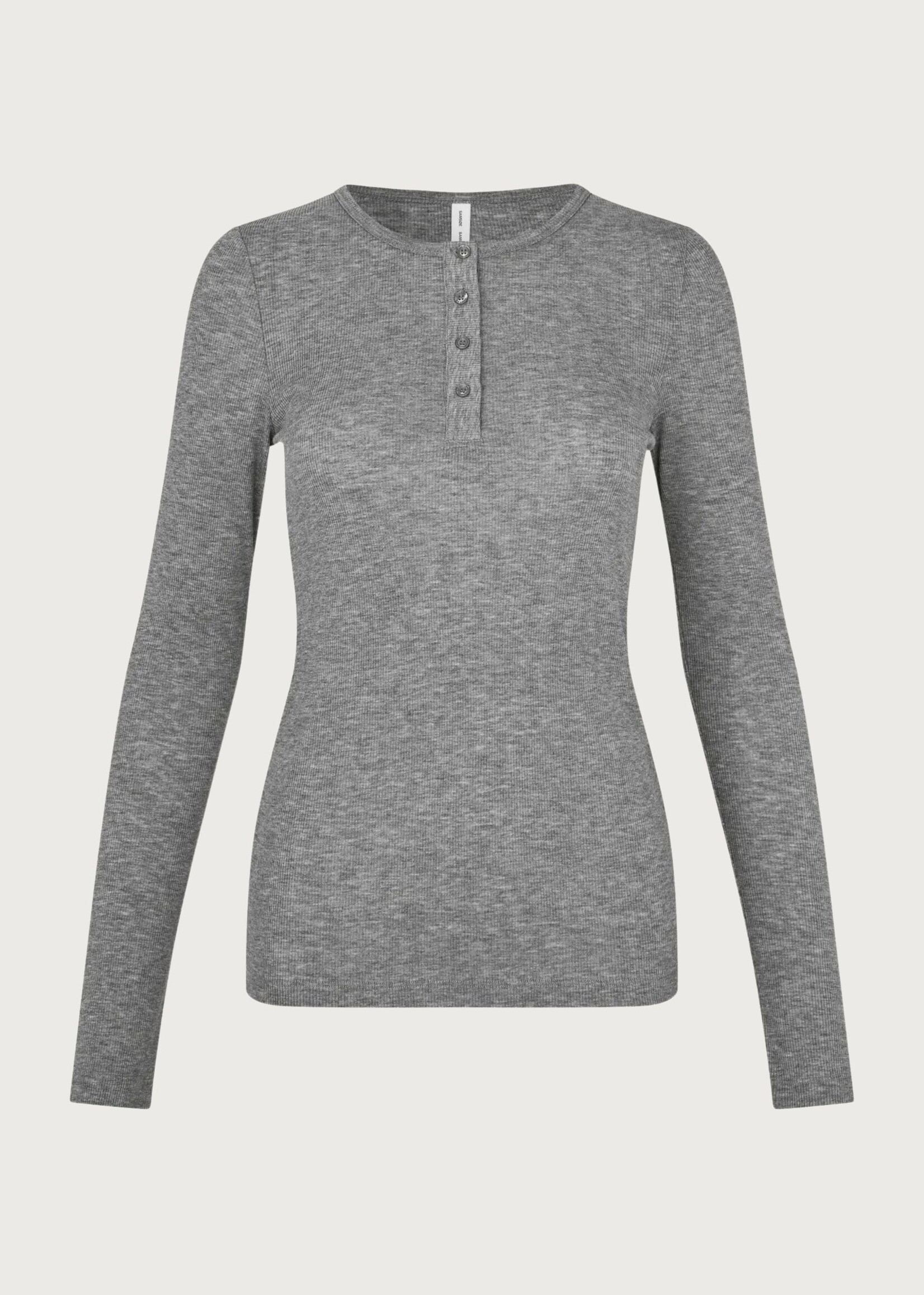 Samsøe Samsøe Sadodo LS Top, Mid Grey Melange