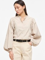 The Rouge Edit Roumalia China Collar Shirt,  Striped Petrified Oak