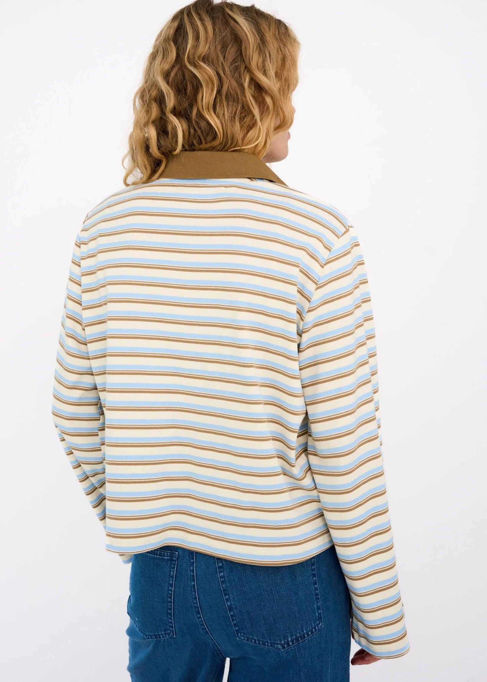 Ivy Copenhagen Stix LS Polo, Camel W/ Blue Stripes