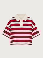 The New Society Acacia Polo, Tulip Red / Midnight Stripes
