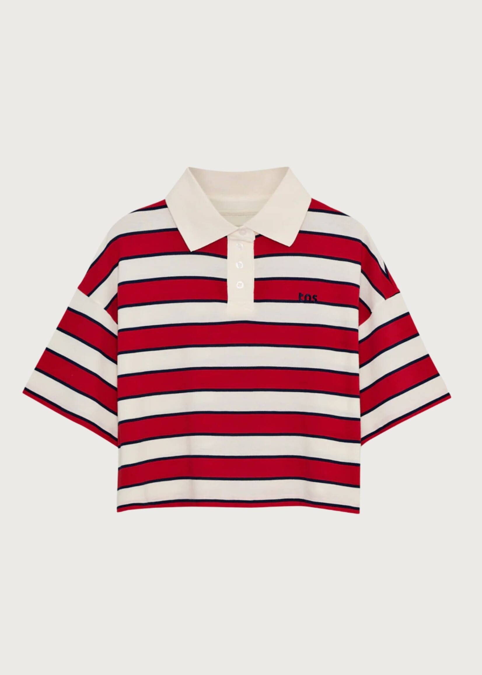 The New Society Acacia Polo, Tulip Red / Midnight Stripes