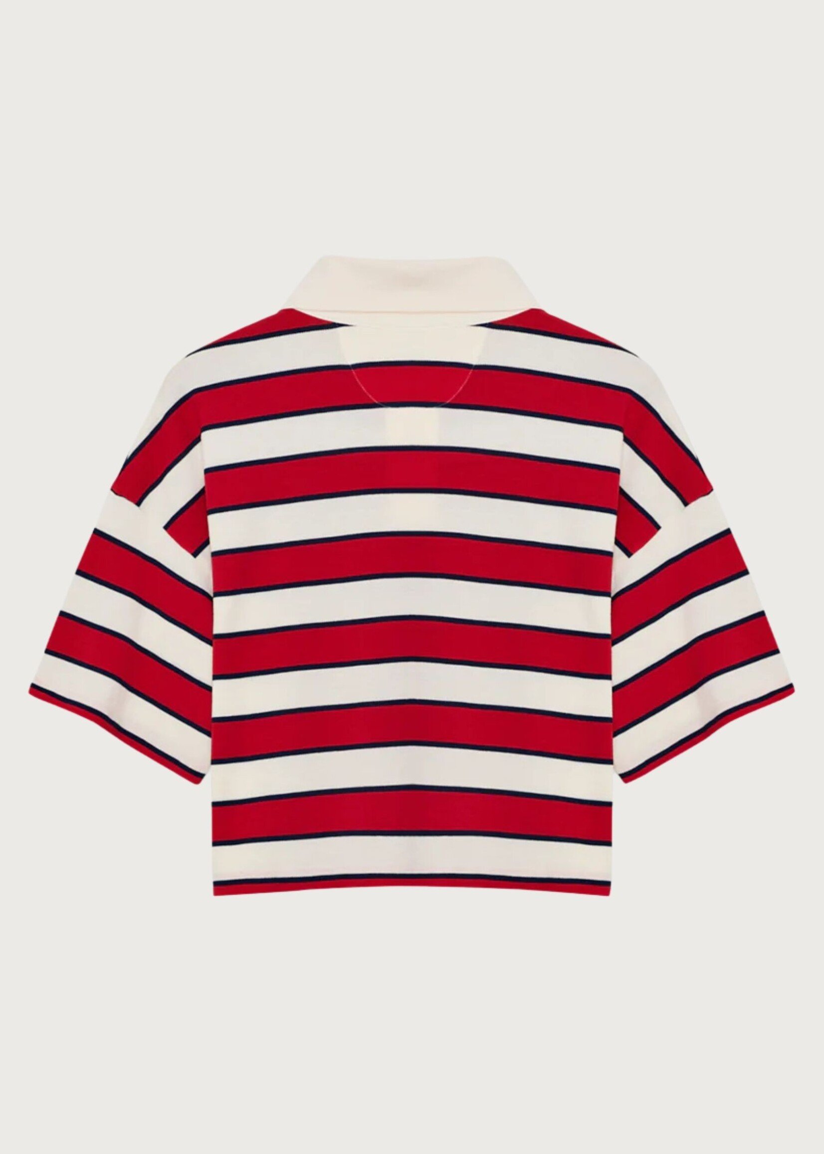 The New Society Acacia Polo, Tulip Red / Midnight Stripes