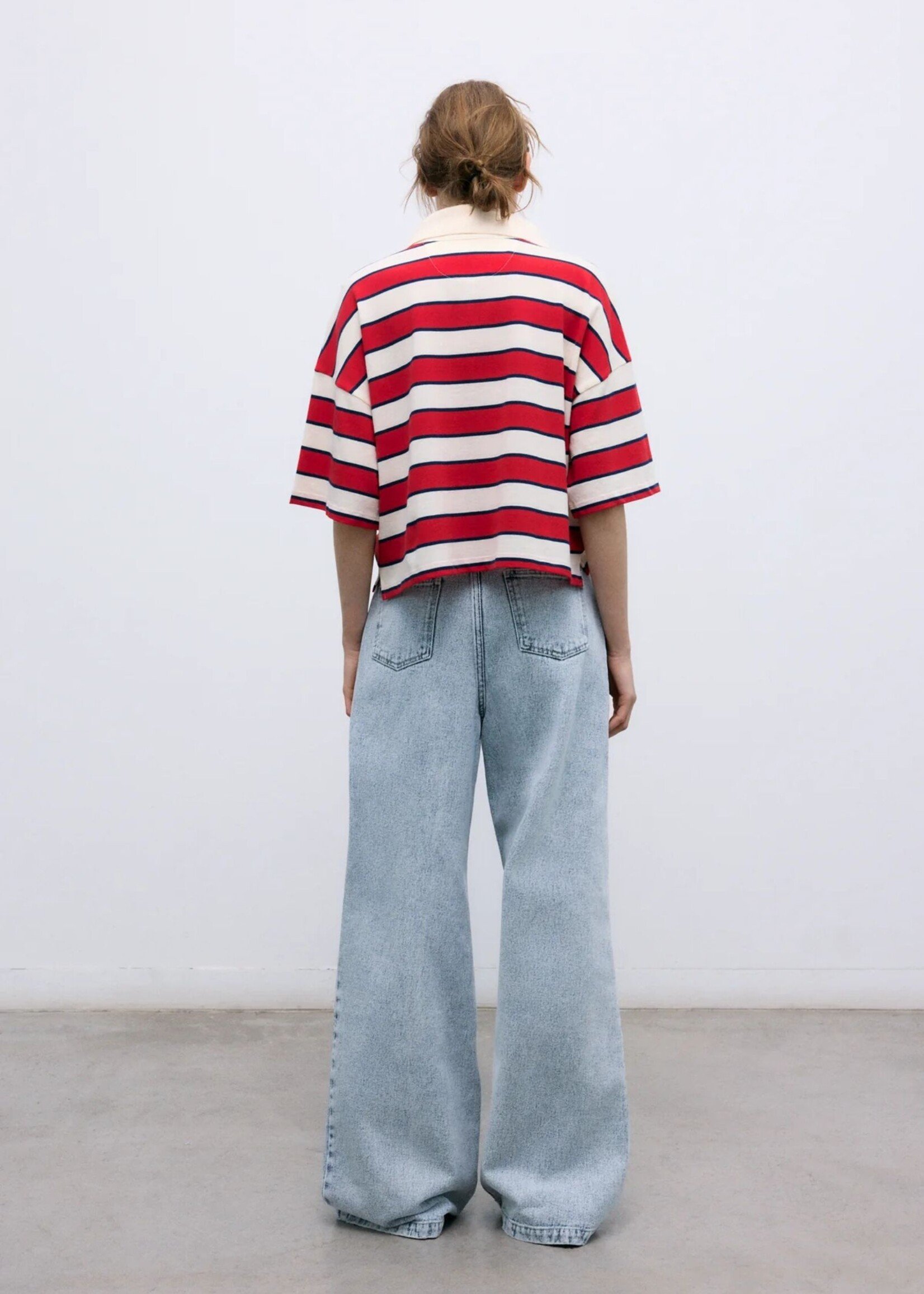 The New Society Acacia Polo, Tulip Red / Midnight Stripes